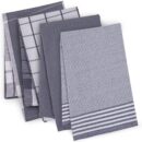 4-pc Kitchen Towel Set Gray Checkered Design Cleaning Cloth